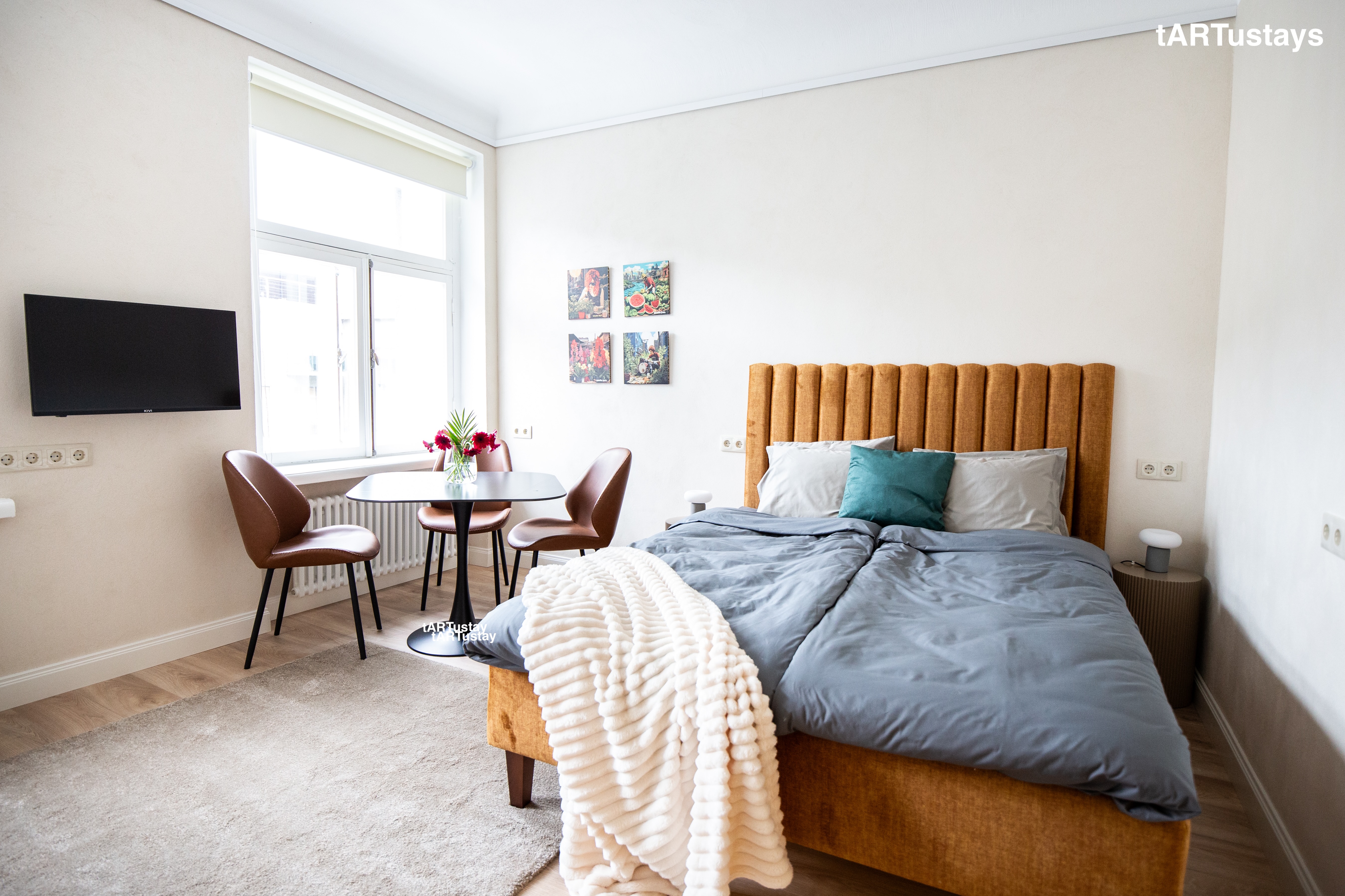 Tartus Maikro korteri elutuba koos queen-sized voodiga