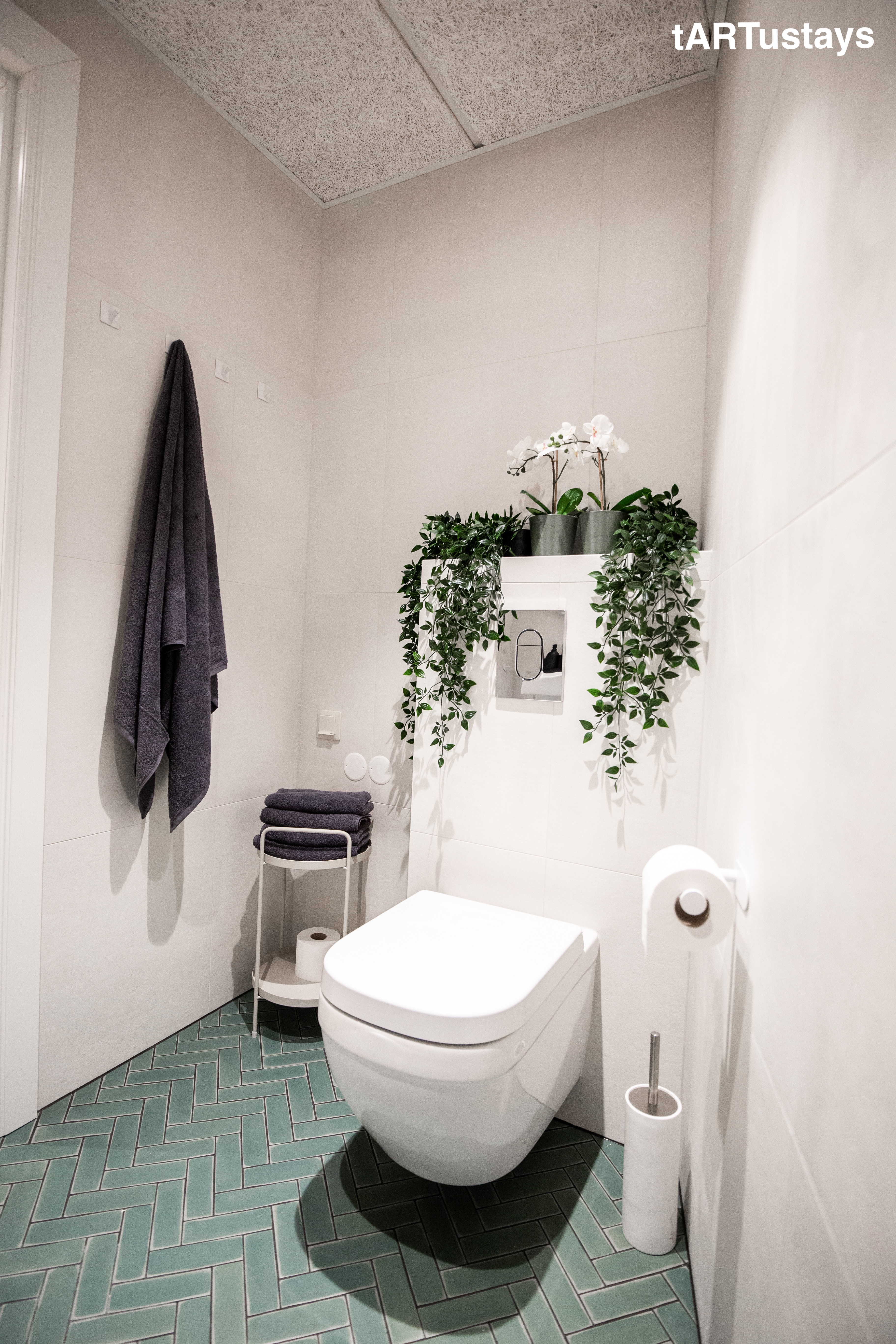 Moderne Tartu kunstikorteri vannituba taimedega