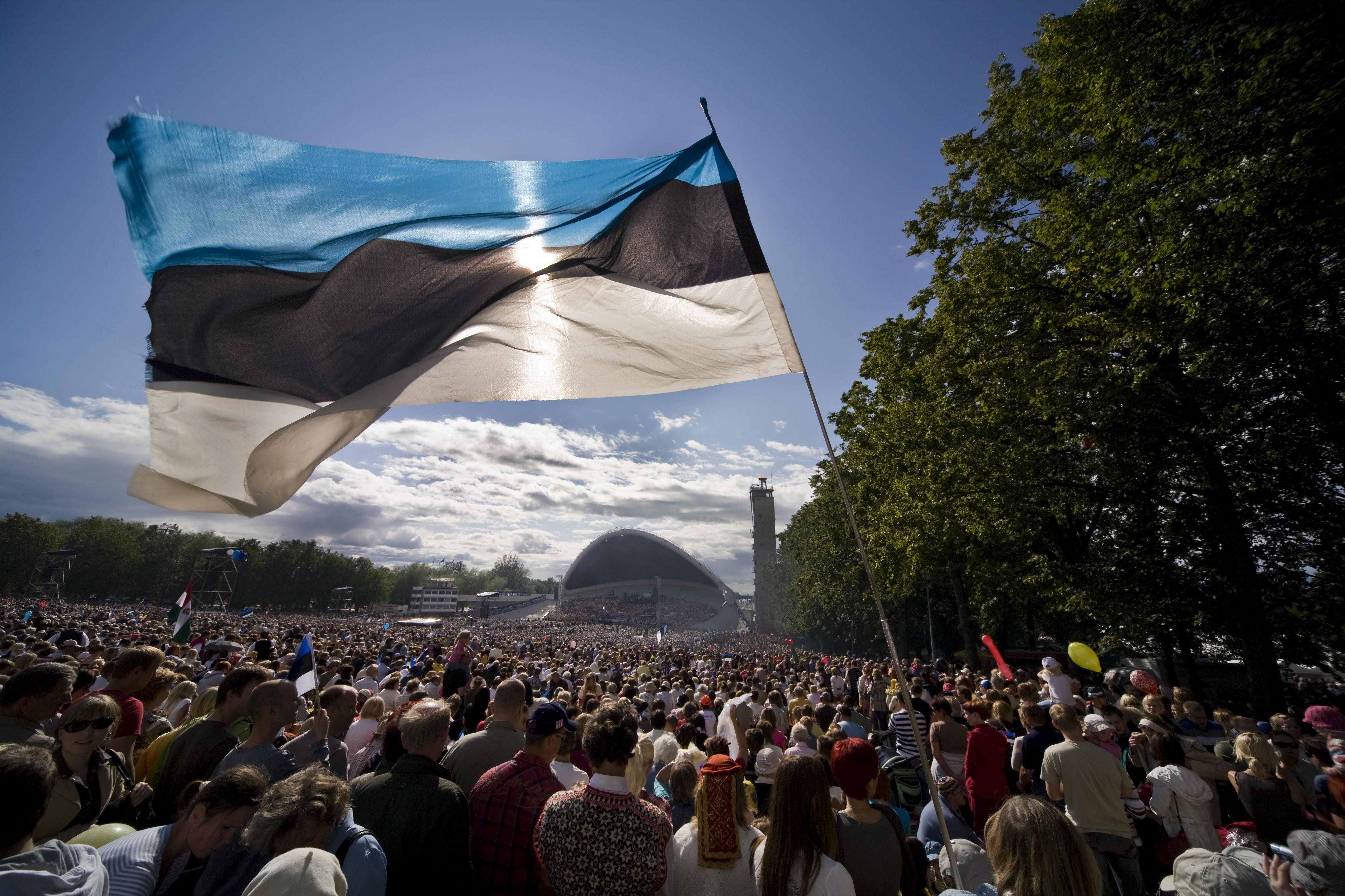 Tallinn Song Festival Grounds and Estonian flag