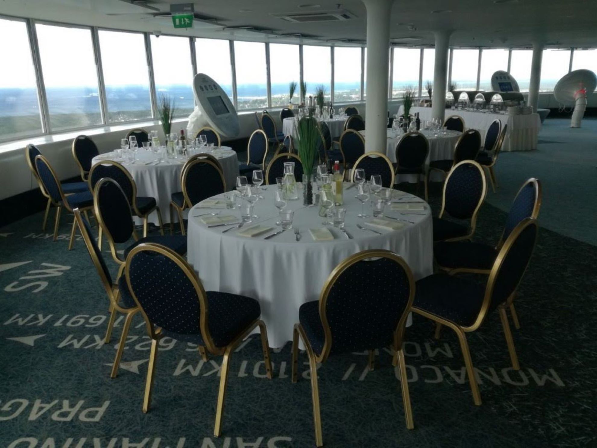 Tables set on the 21st floor of Tallinn TV Tower