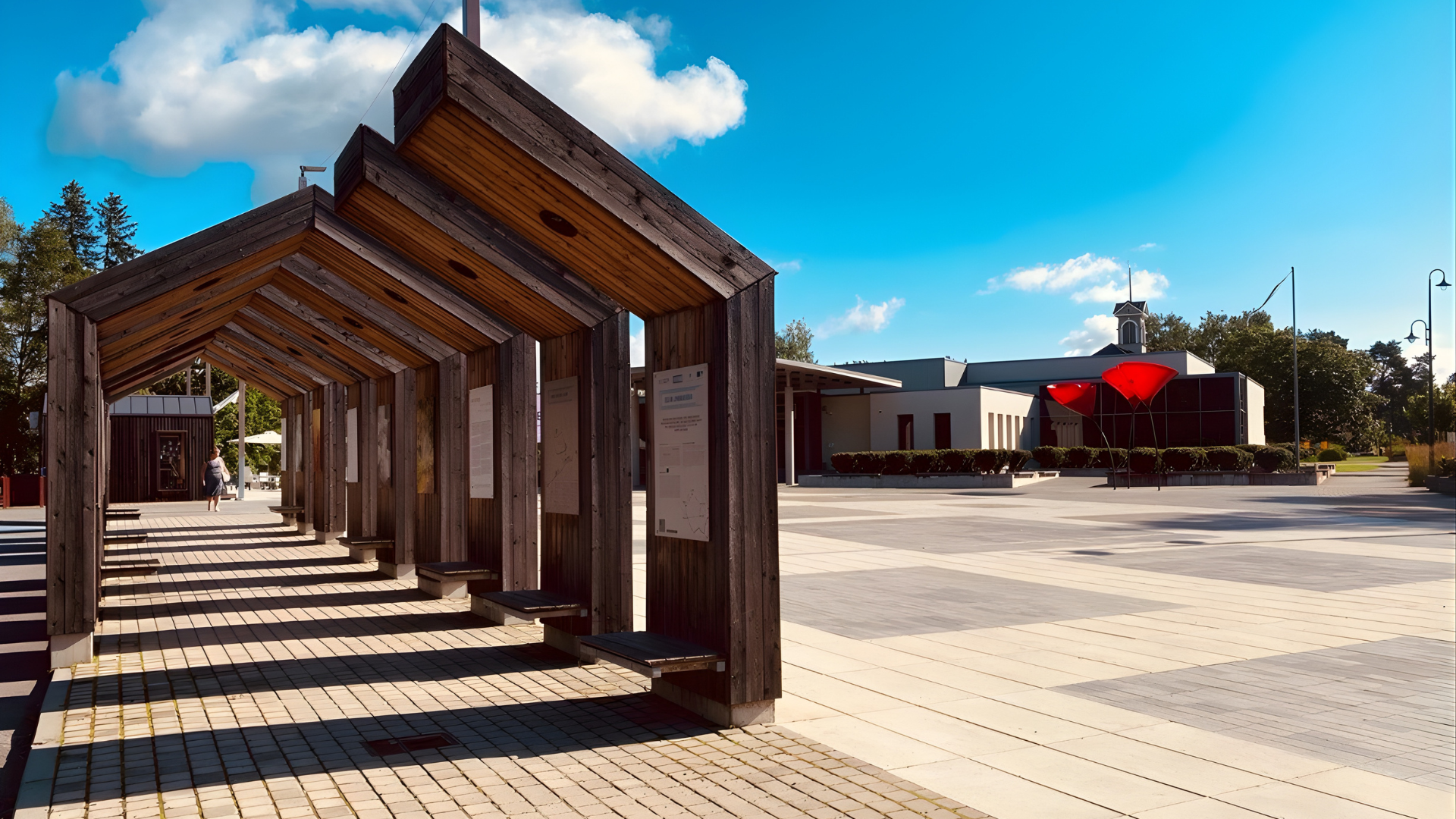 Elva keskväljak Tartumaal, puidust galerii ja kaasaegne arhitektuur loovad harmoonilise linnaruumi