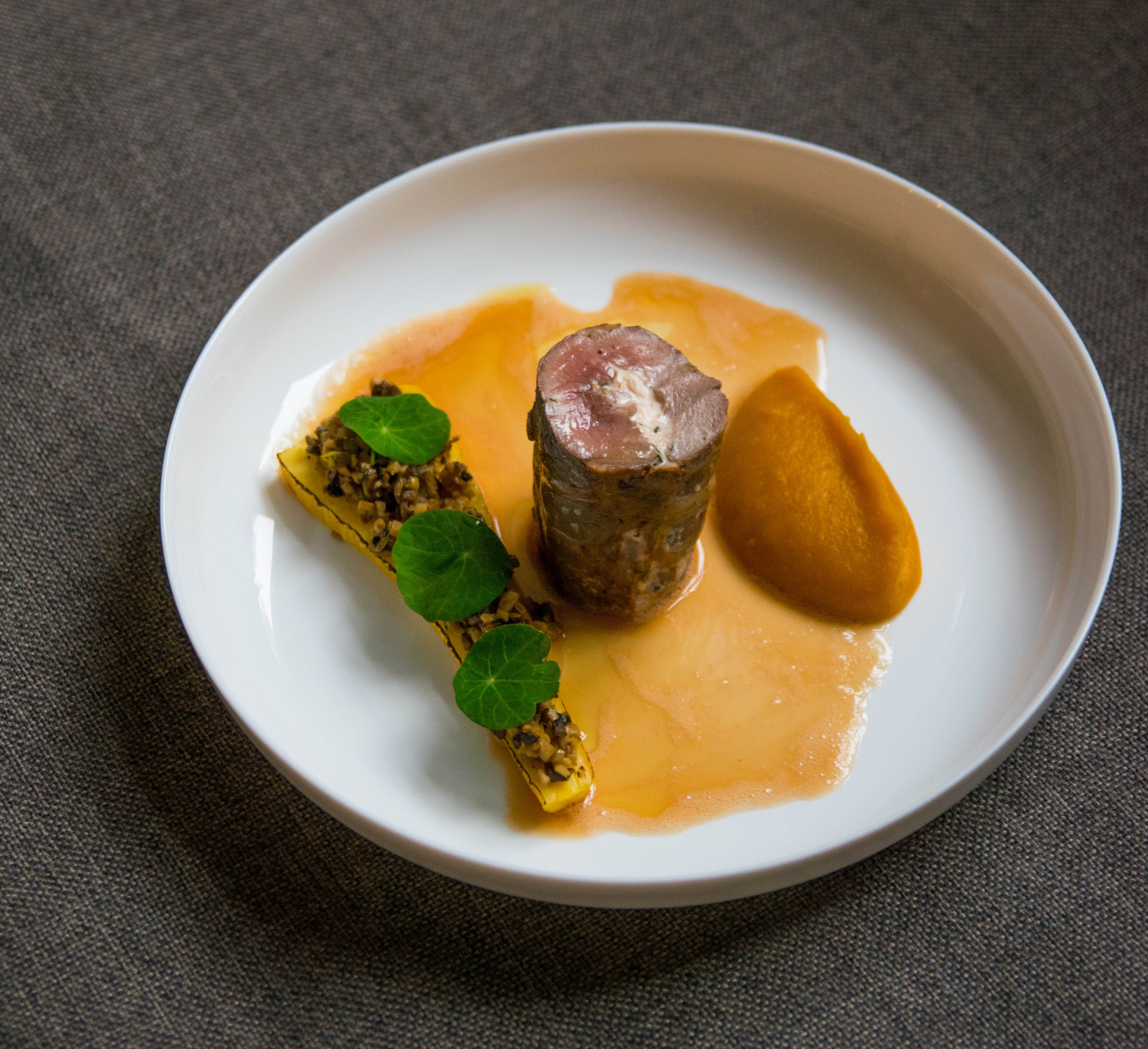 Lamb fillet with goat cheese, main course