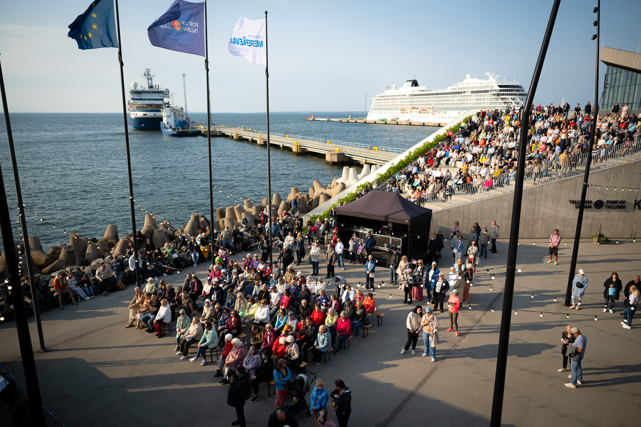 Tallinn Port cruise terminal outdoor area directly on the seashore