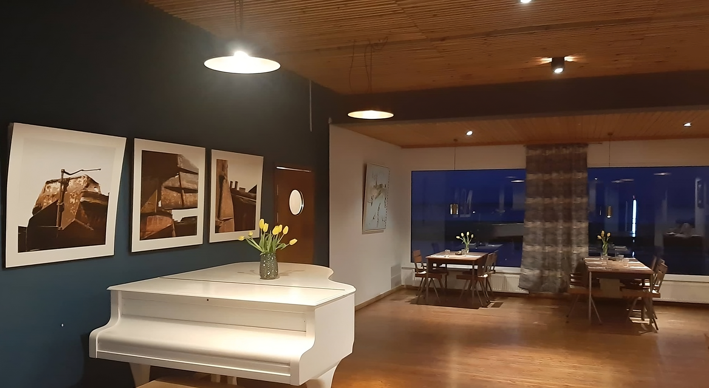 Conference and seminar rooms at Viinistu Art Harbour, hall with piano