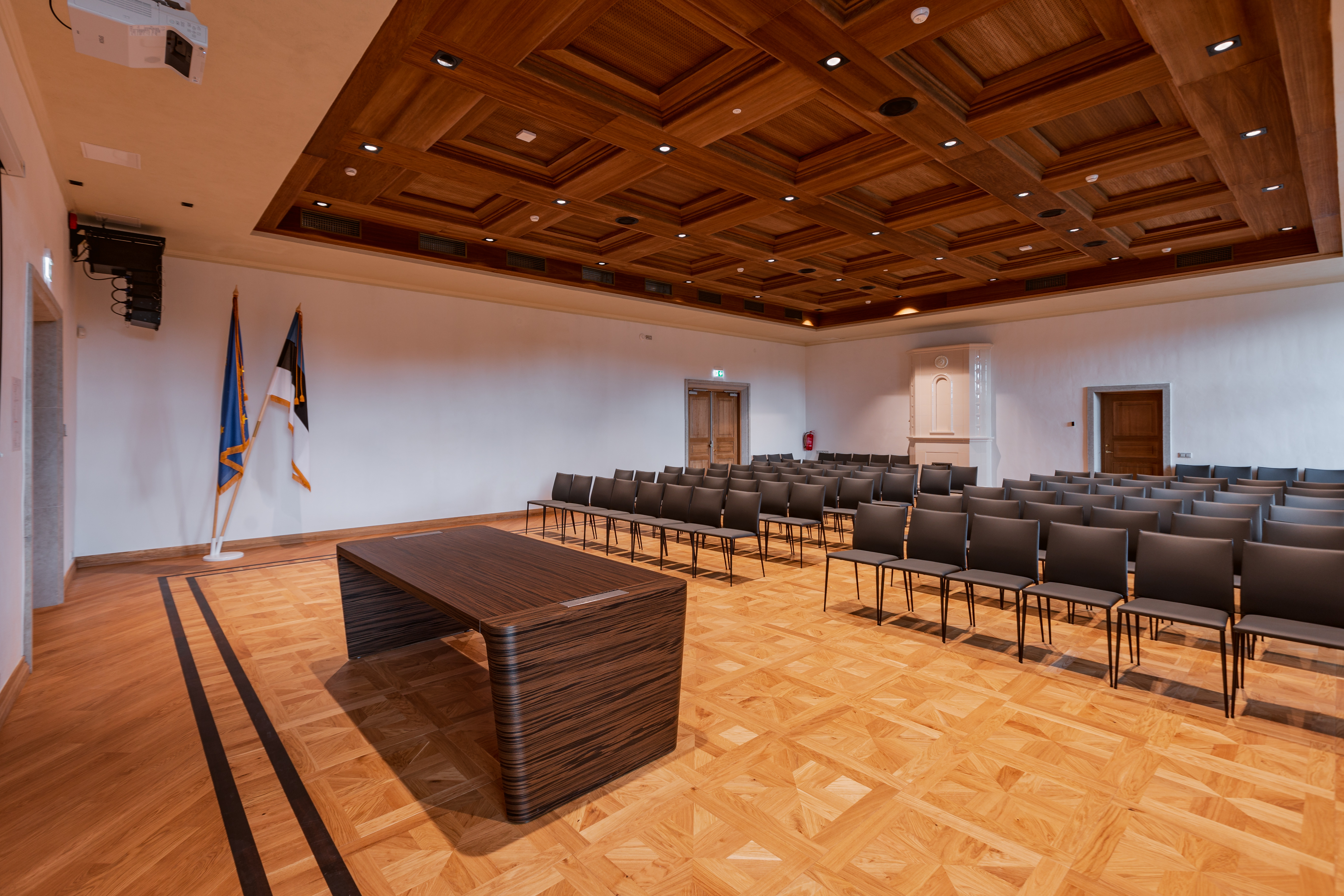 Narva Town Hall, proudly renovated, stands on Town Hall Square in Narva's Old Town. This beautiful building has been given a new lease on life and now