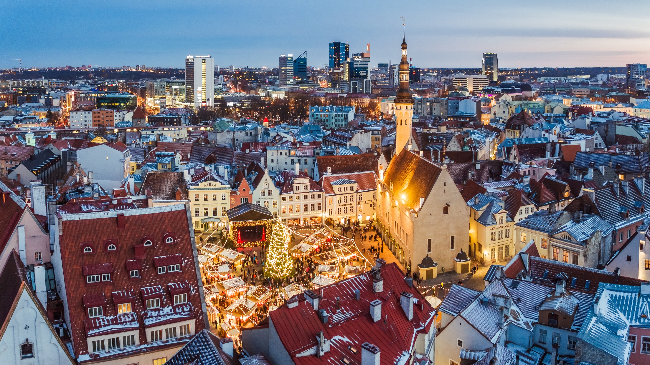 A view of the Tallinn Old Town Christmas Market in Winter