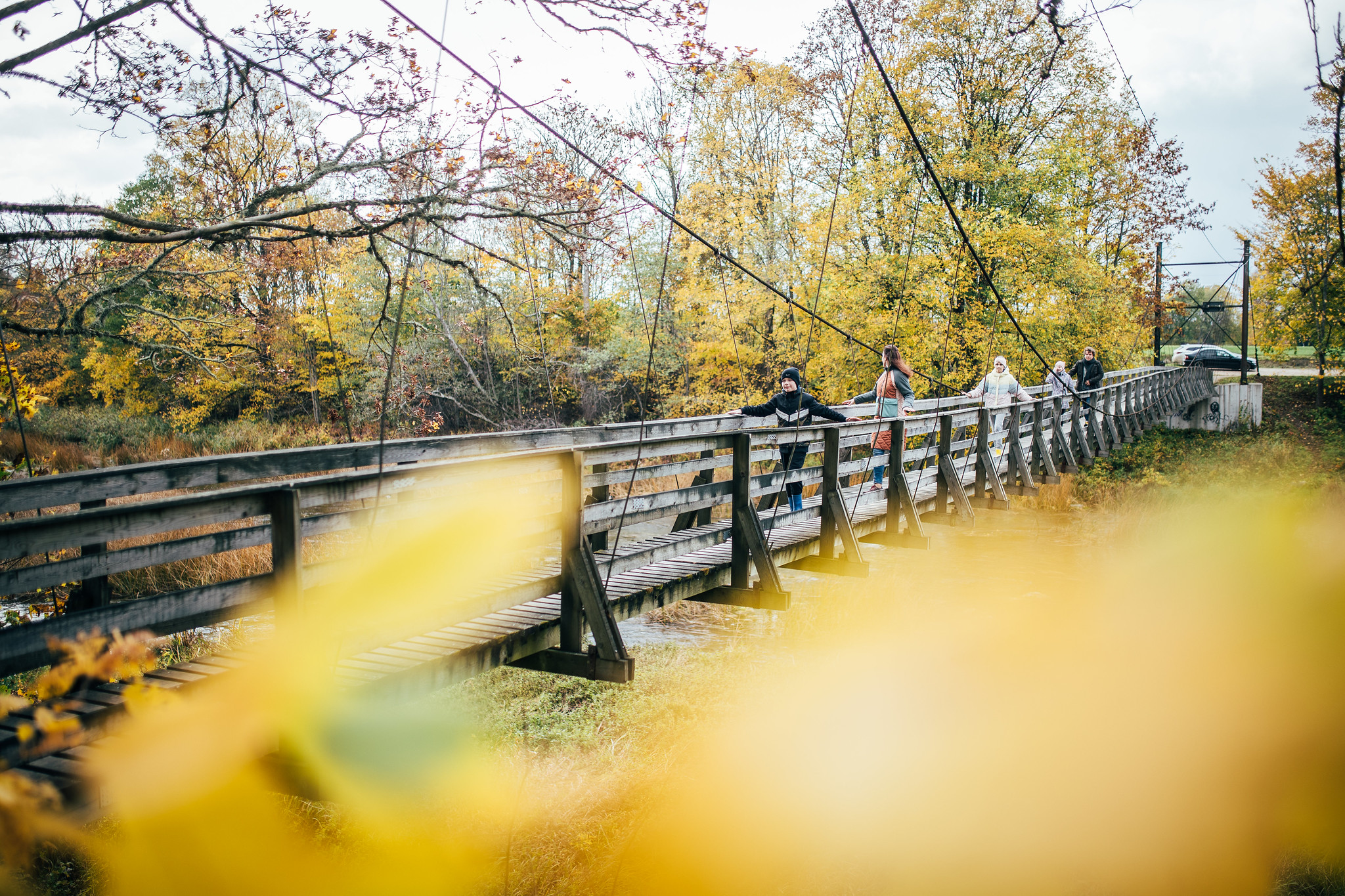 Jēsū (Jõesuu) piekaramais tilts Somā Nacionālajā parkā