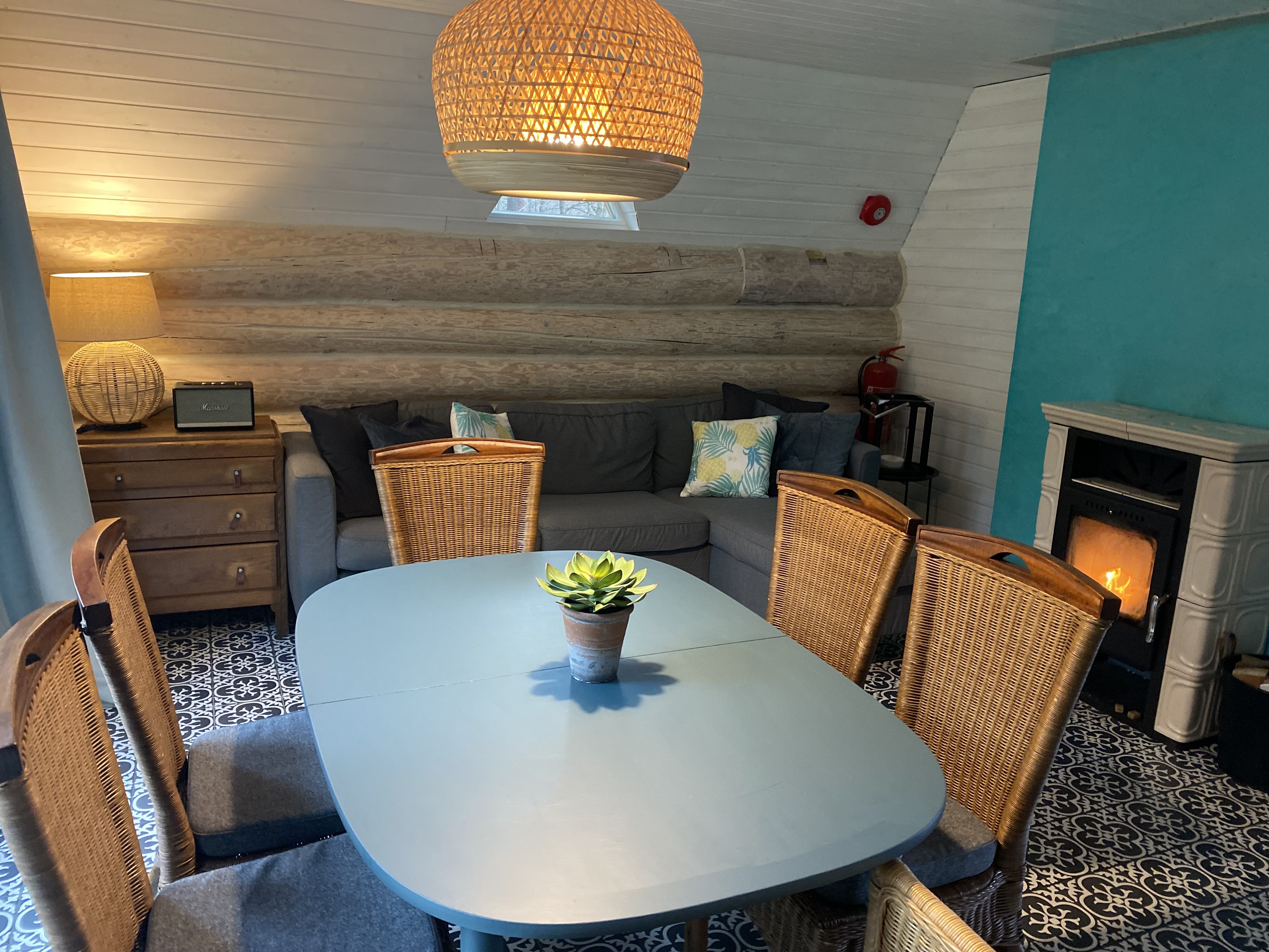 Kamīna dzīvojamā istaba/ēdamistaba