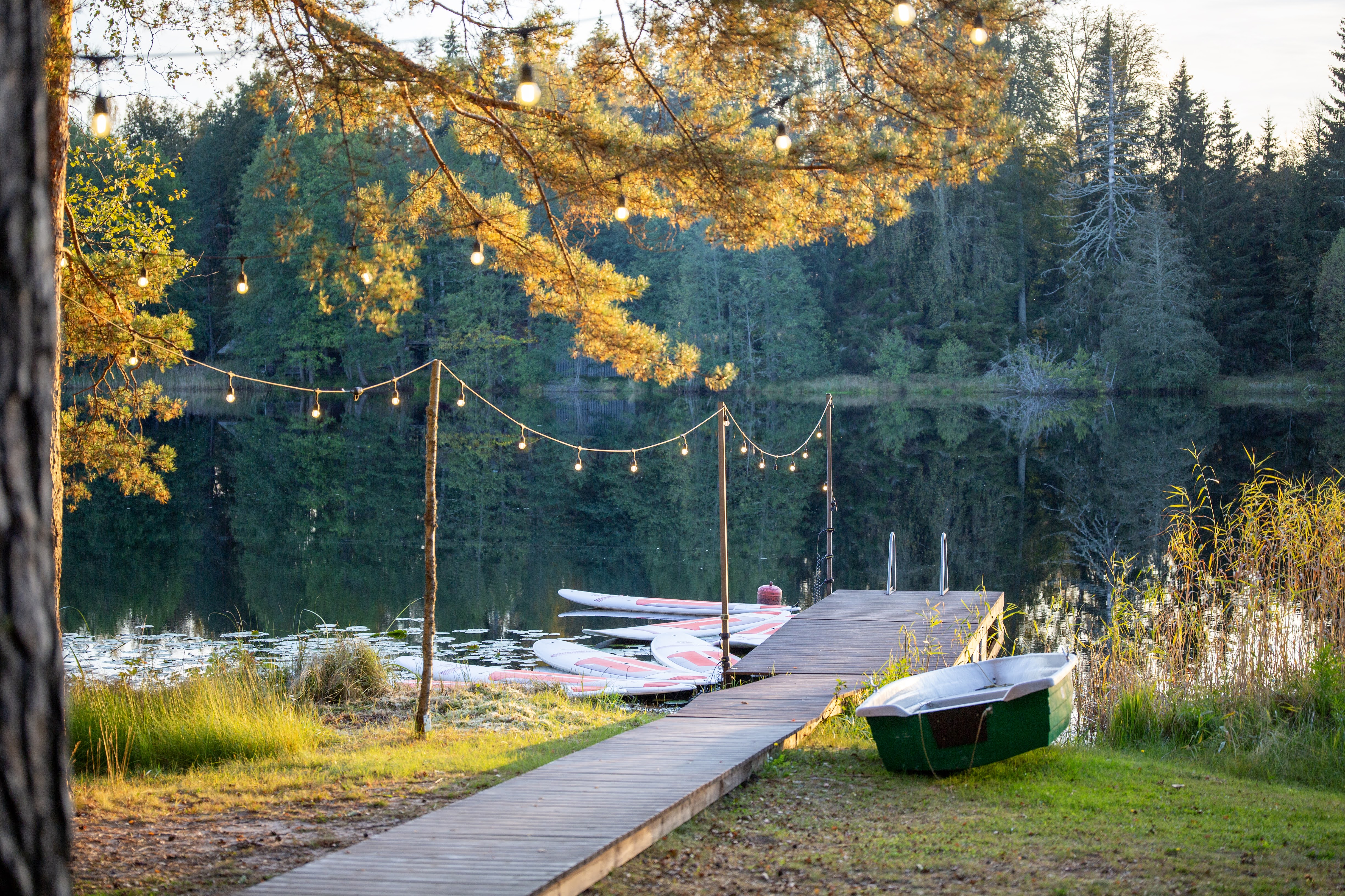 Badebereich und Promenade direkt von der Sauna zum Moorsee