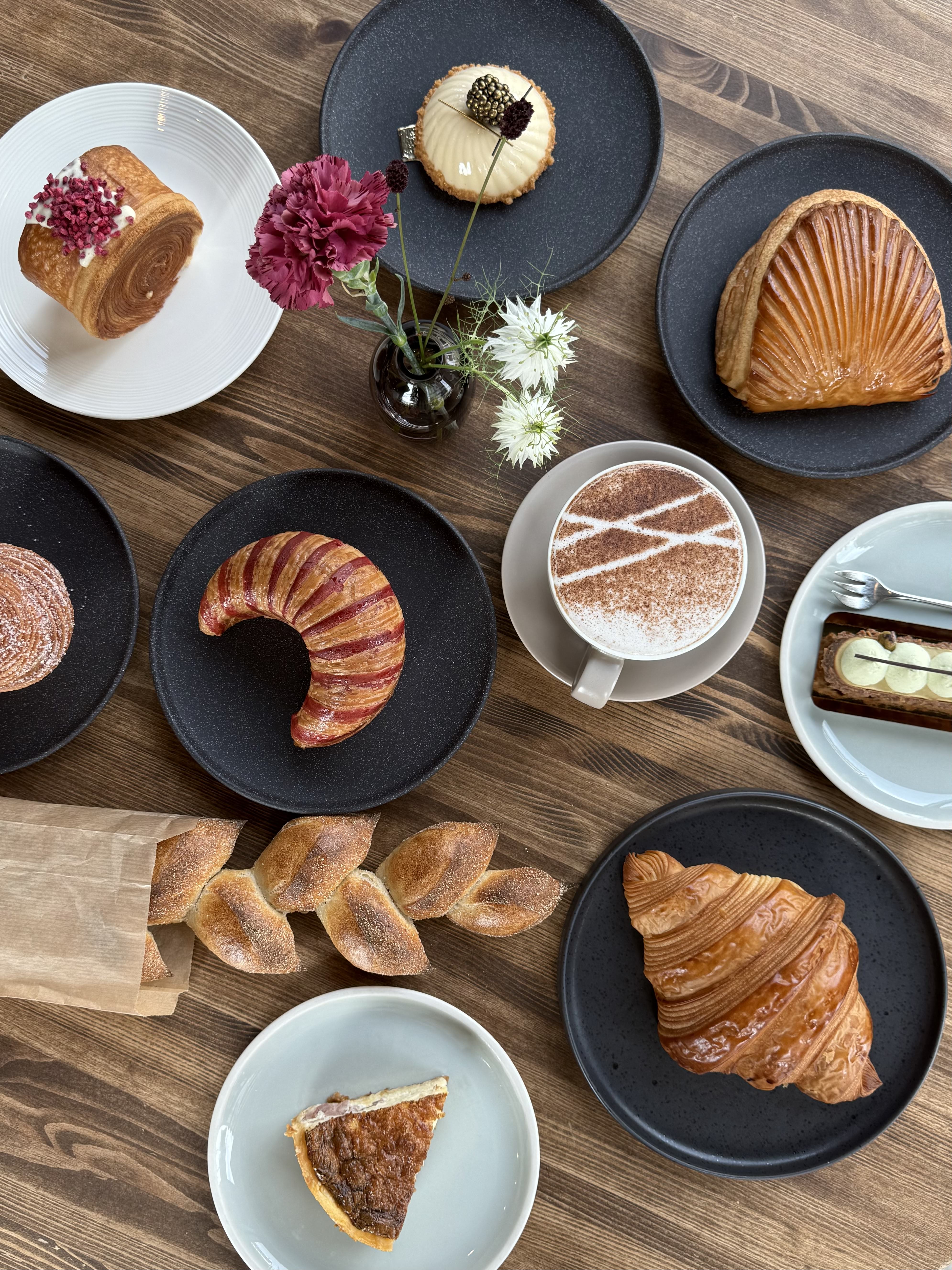 La Boulangerie's freshly baked pastries with coffee