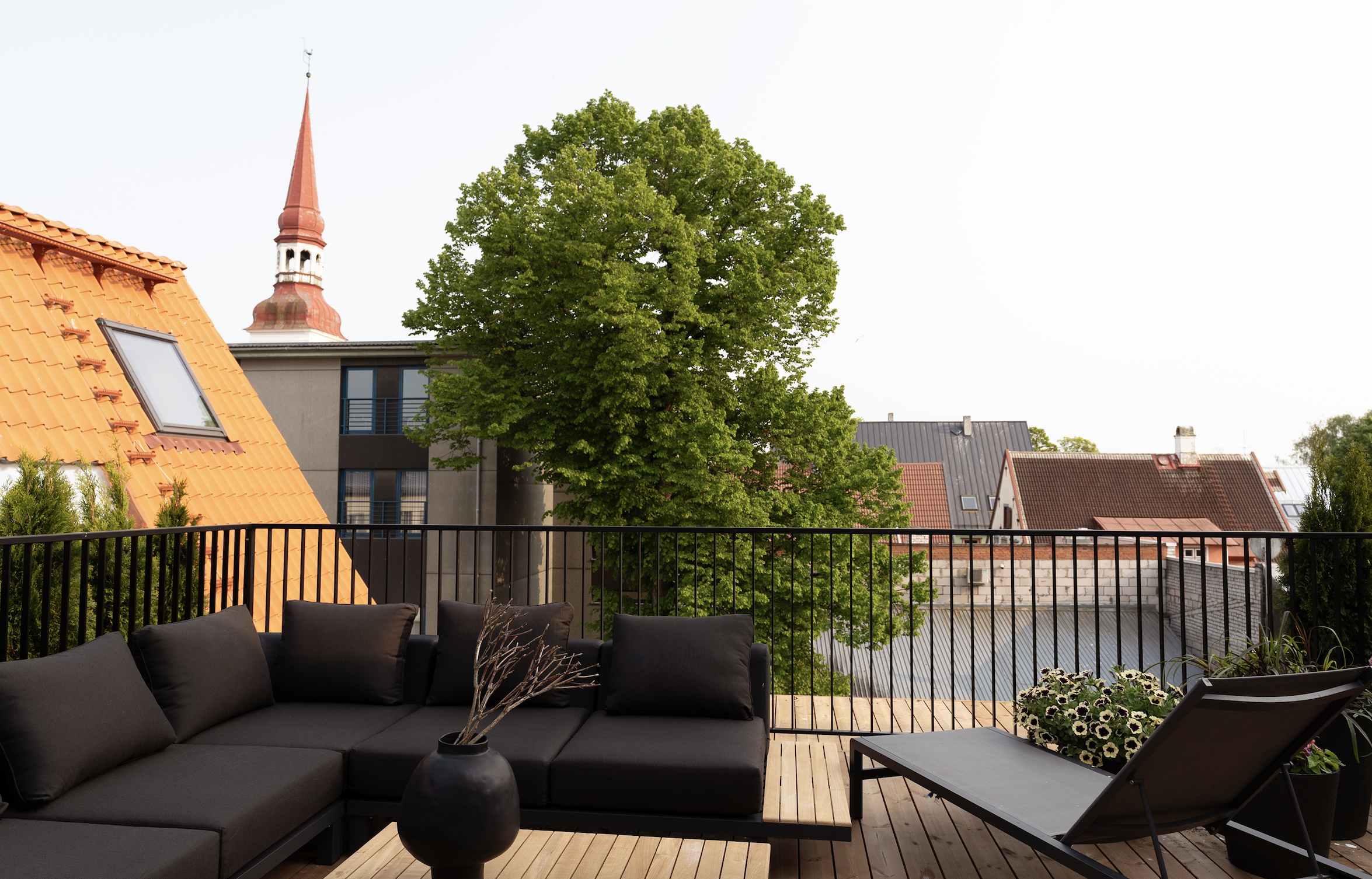 Rooftop terrace with a view of Pärnu's old town