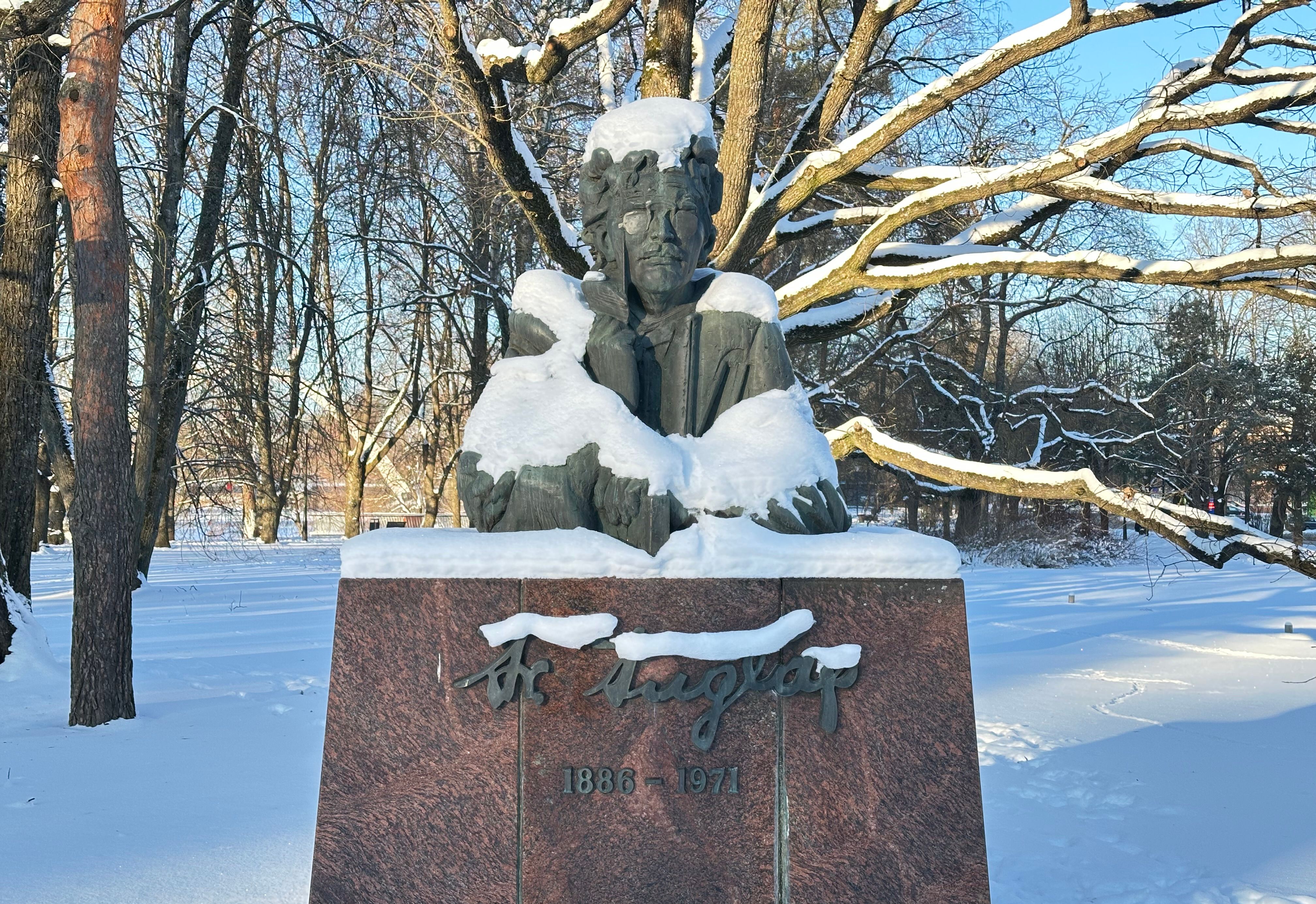 Friedeberg Tuglas monument talvel