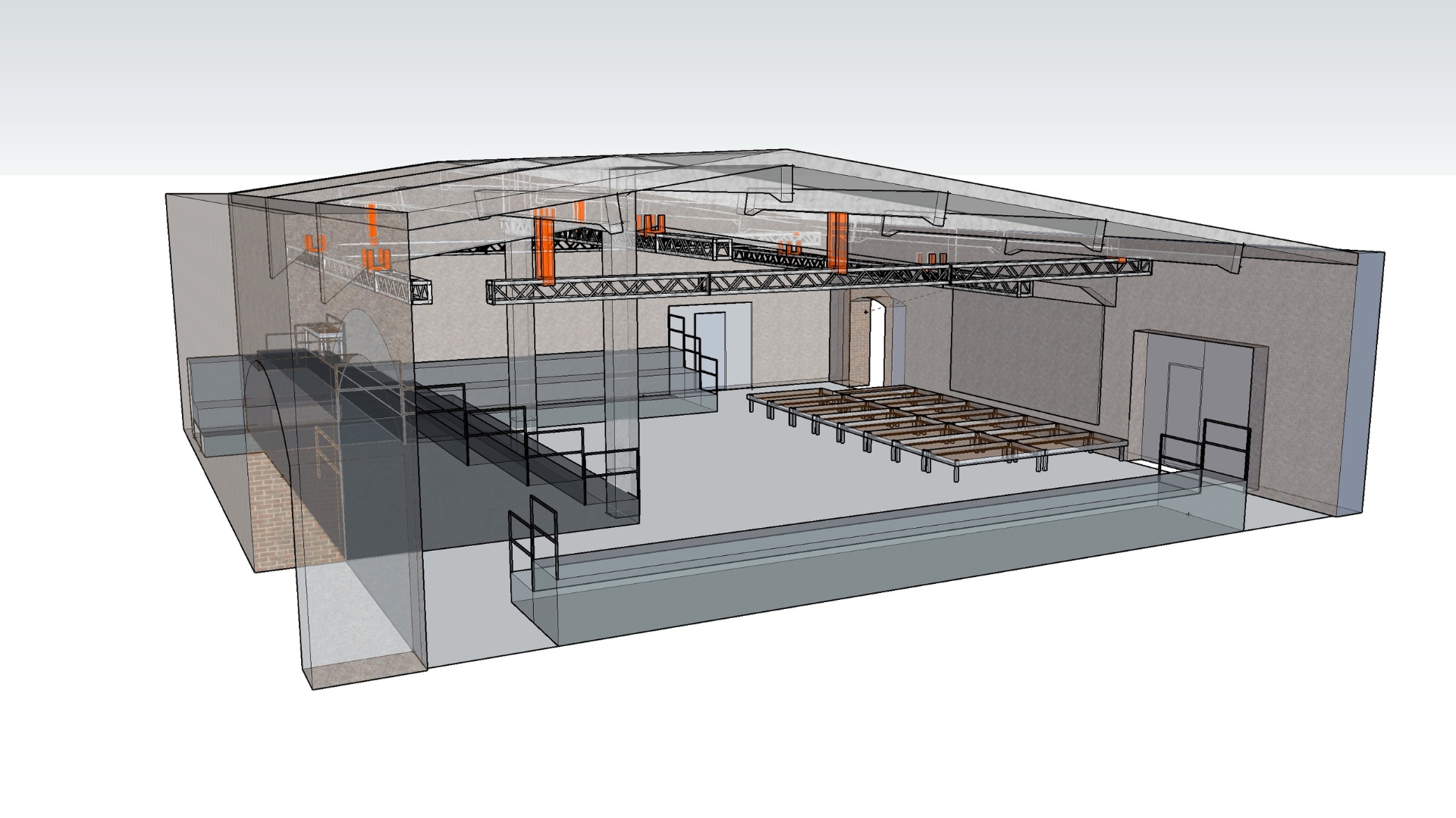 Teatri- ja konverentsisaali 3D-joonis