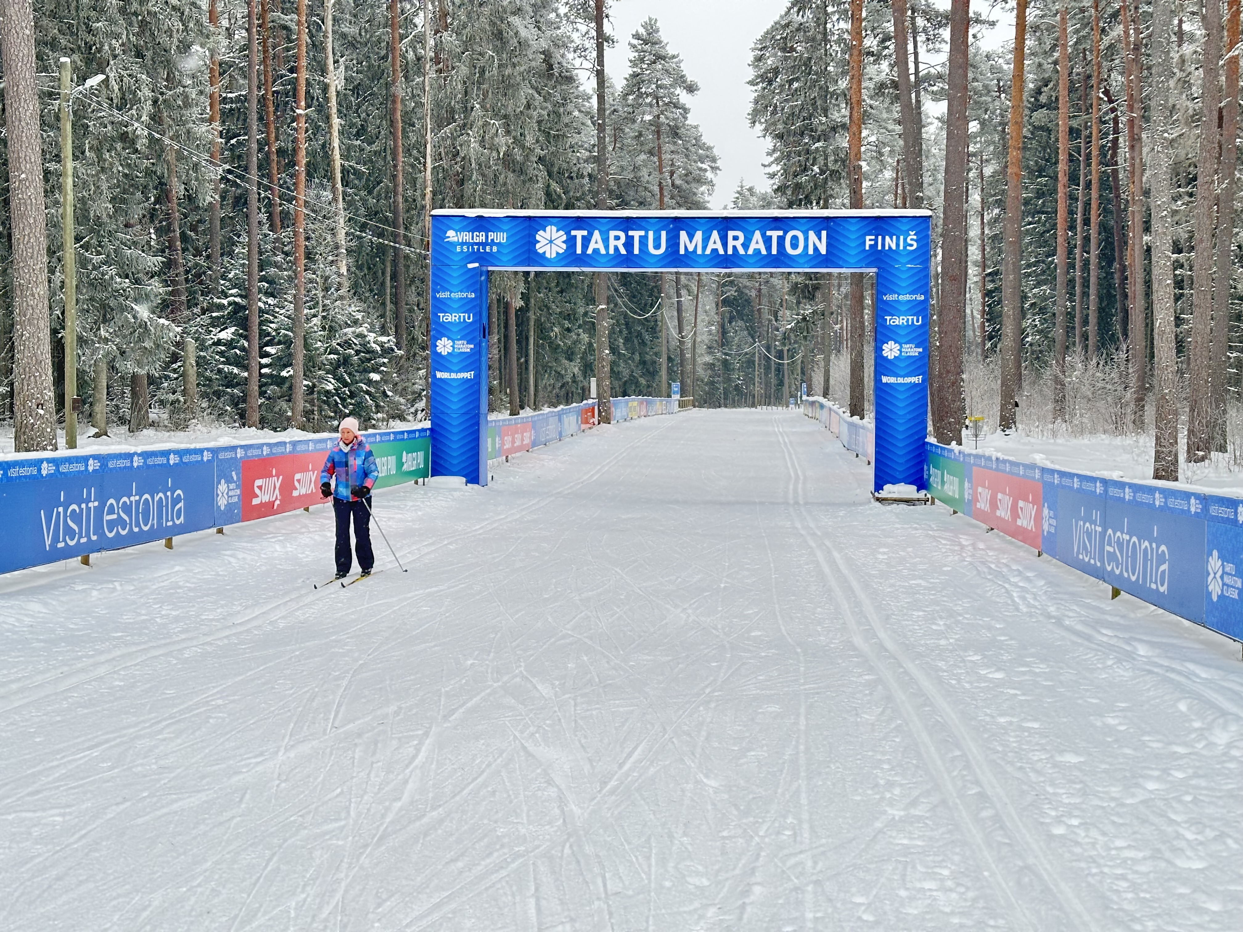 Tartu maratona slēpošanas trases finišs Tartu apriņķa Veselības sporta centrā