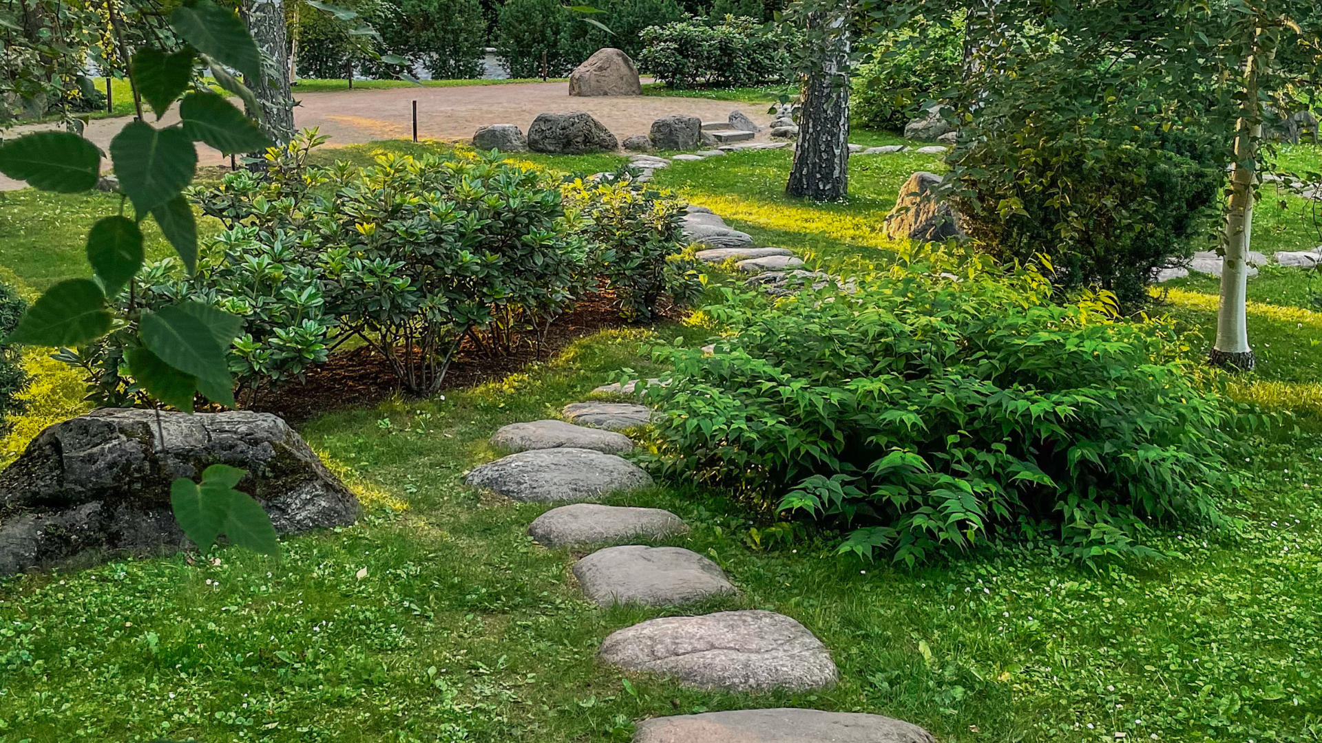 Kivi tee põõsaste vahel