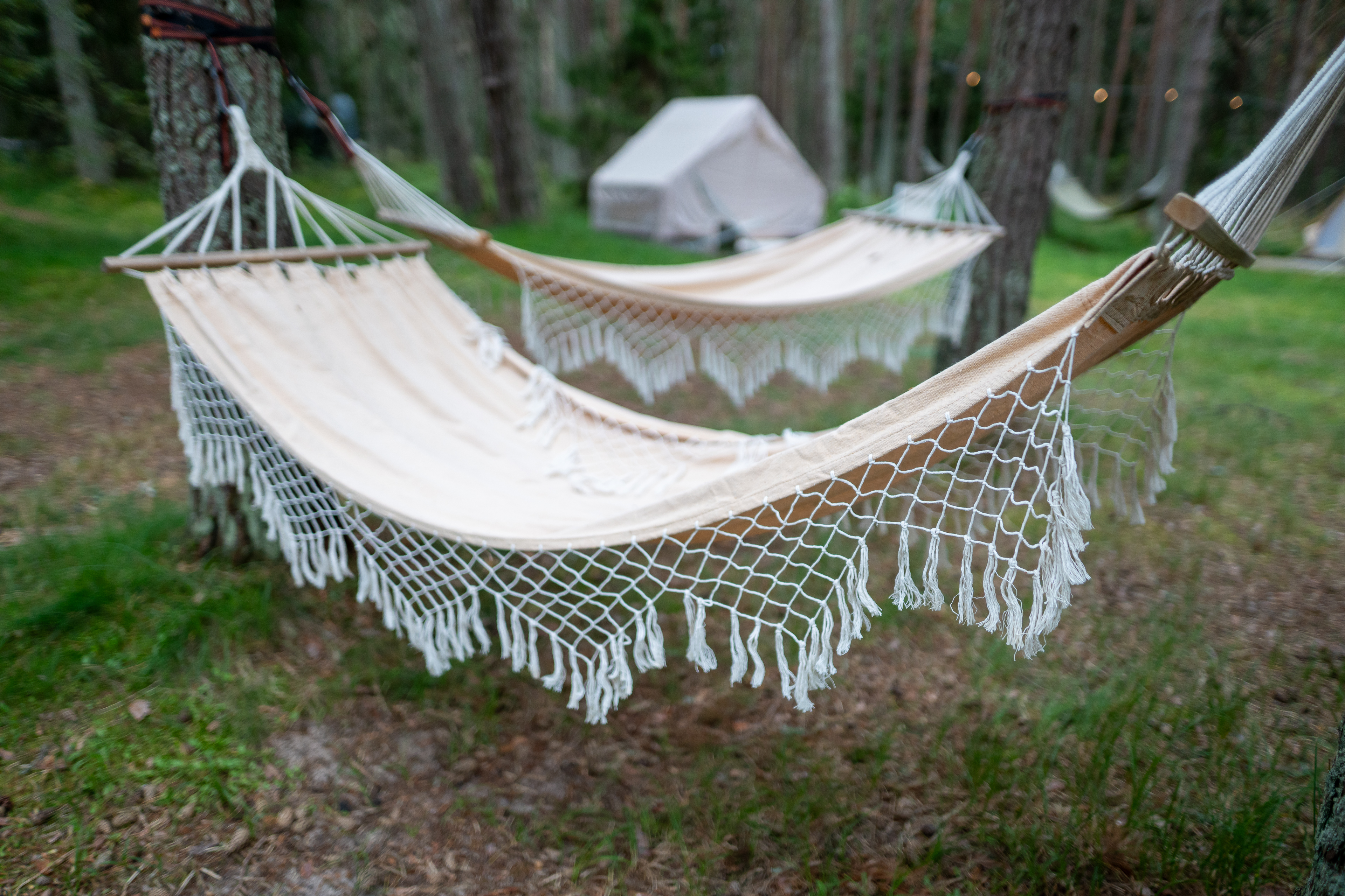 Puhkus võrkkiigel Aegnal mereääres