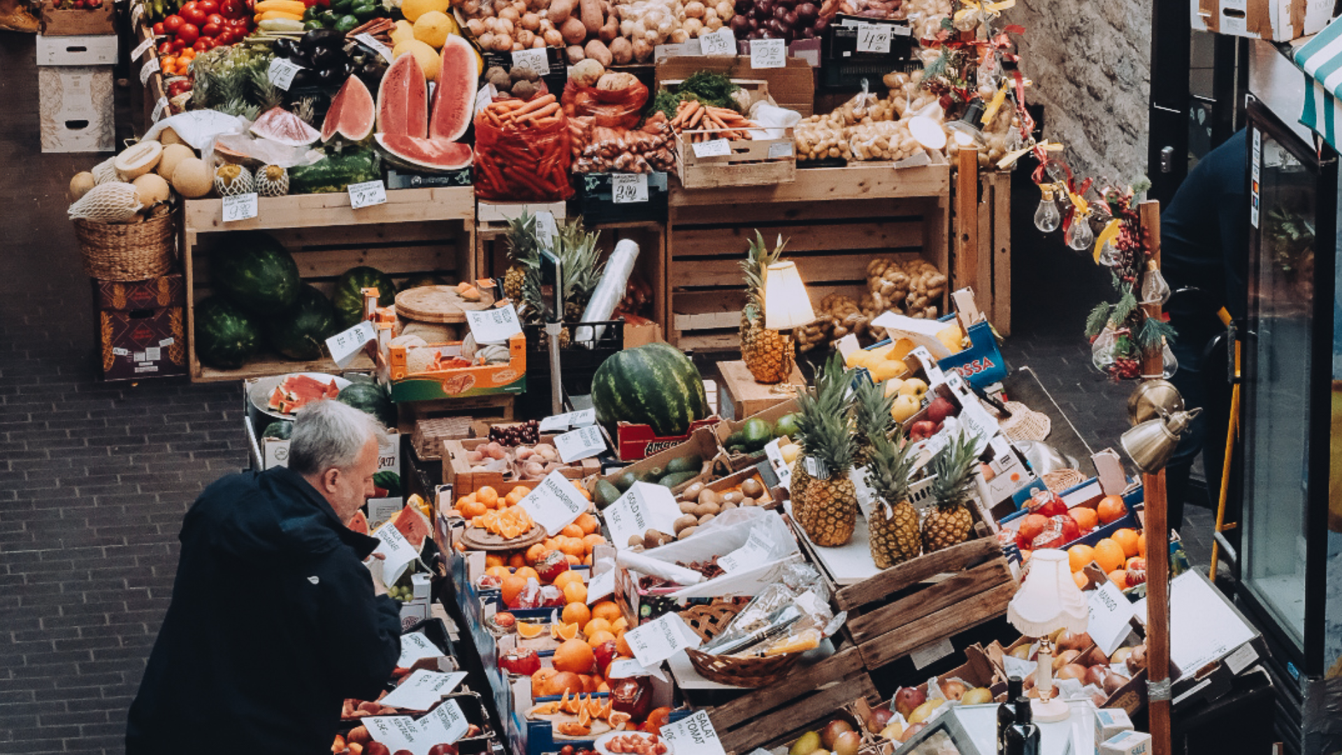 A person shopping at the market