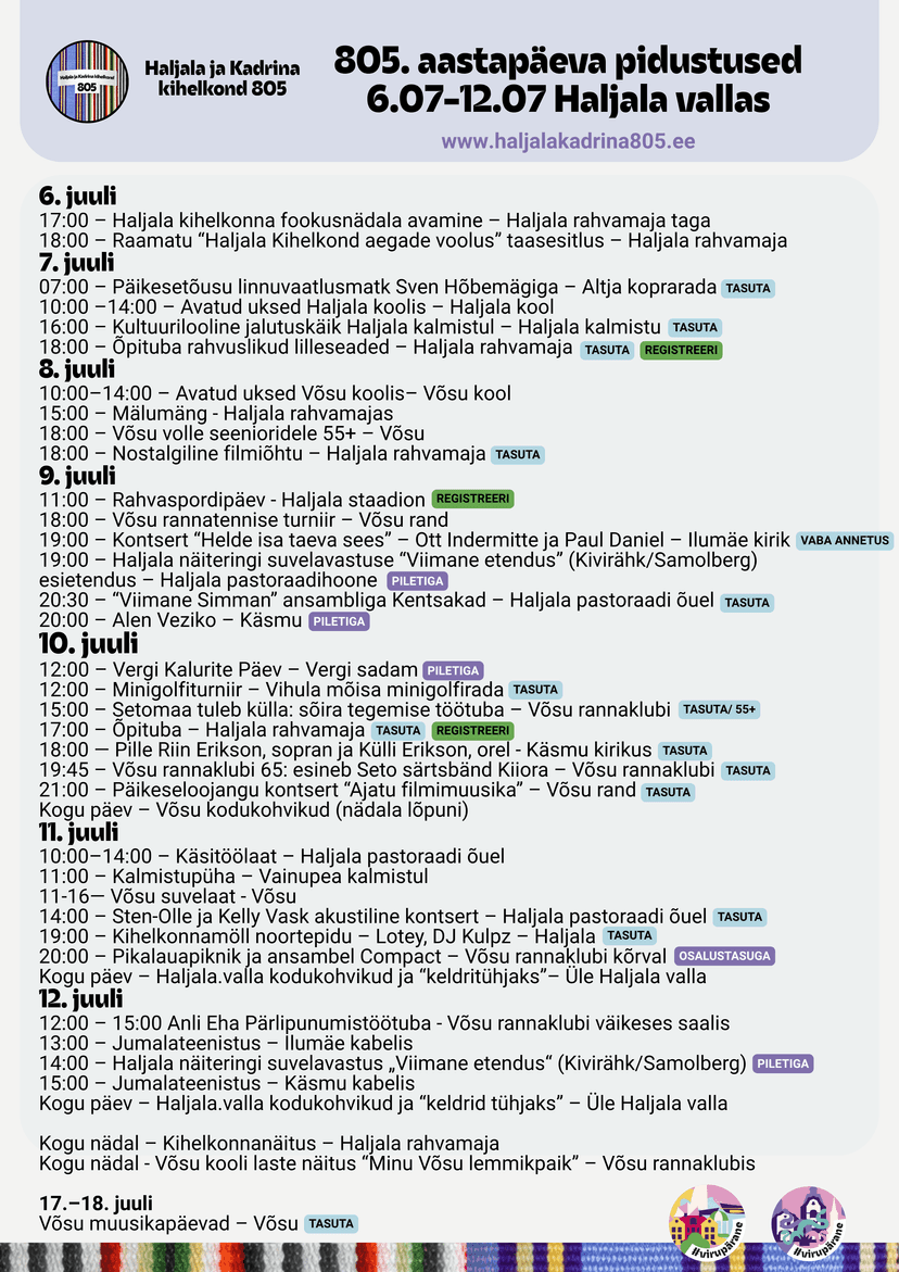 Haljala juubelinädal Haljala-Kadrina kihelkonna 805. aastapäeva raames